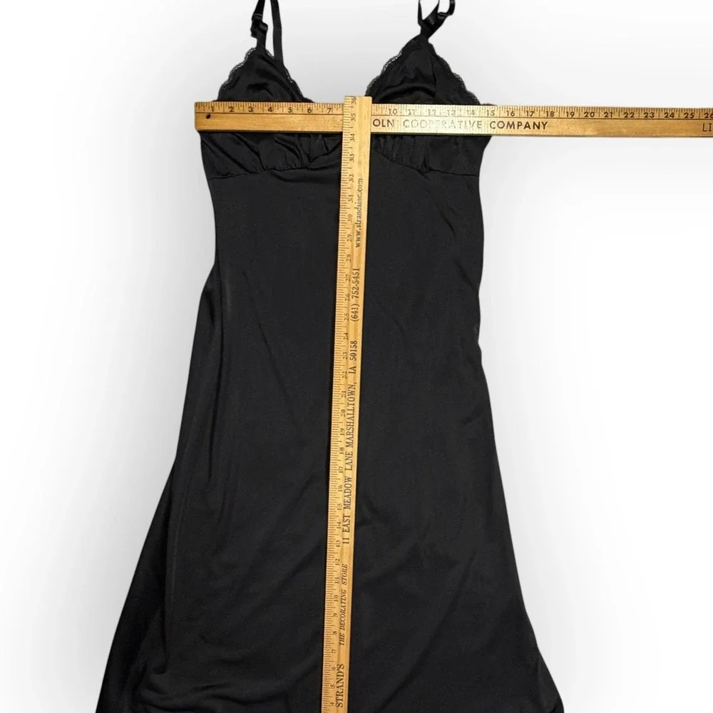 Shadowline Vtg Black Full Slip Dress‎ Lace Trim Nylon Lingerie Made in USA Sz 34